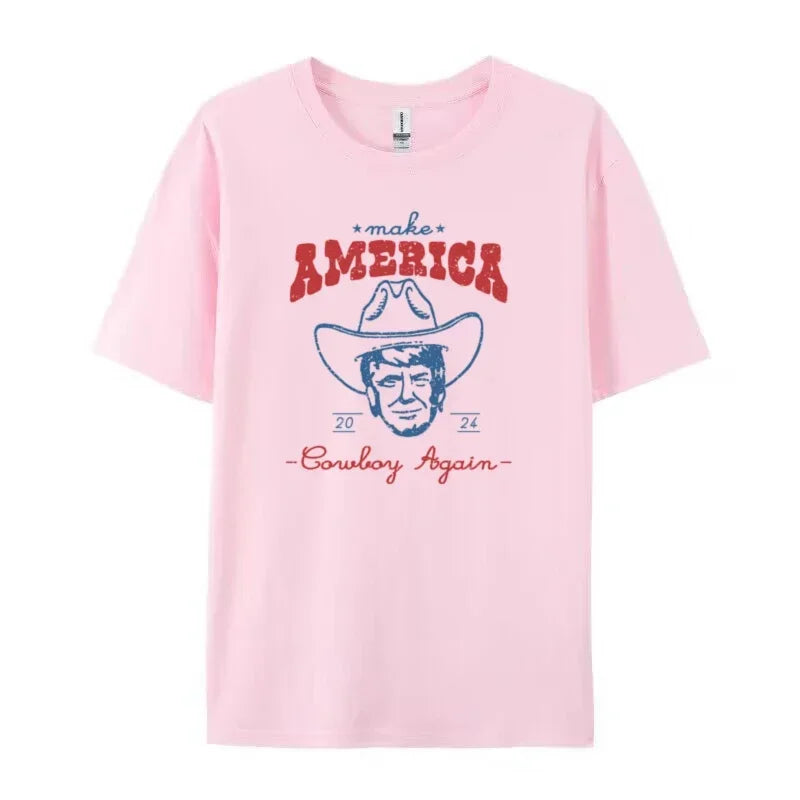 Women Trump 2024 Election T-Shirts Vintage Western Cowboy