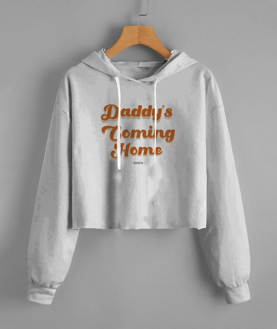 'Daddy's coming home' Lady's Fleece Cropped Hoodie