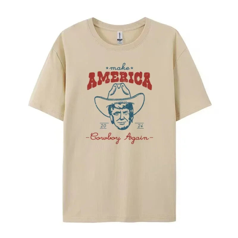 Women Trump 2024 Election T-Shirts Vintage Western Cowboy