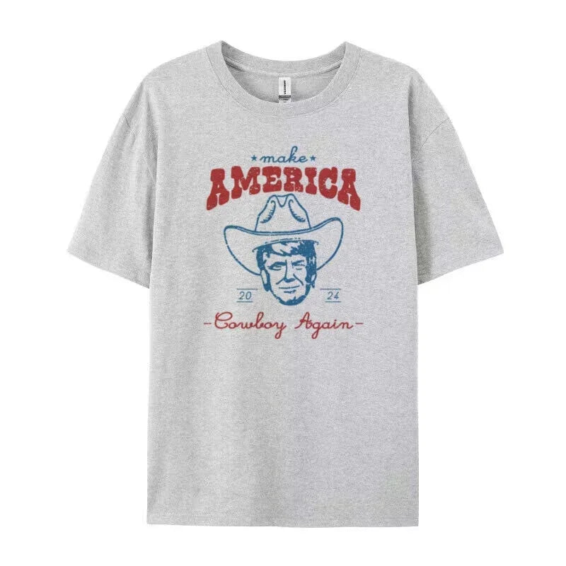 Women Trump 2024 Election T-Shirts Vintage Western Cowboy